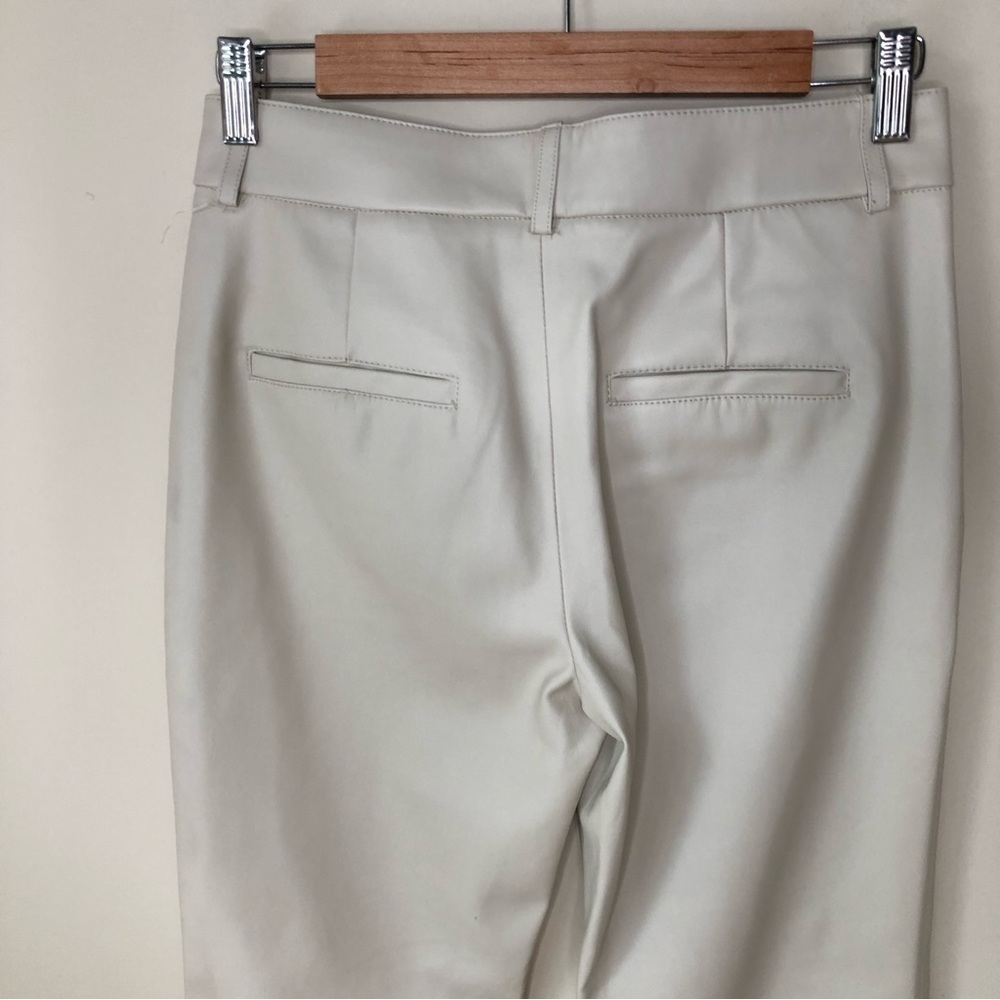ZARA Ivory White Vegan leather Straight Leg Chino Style Pants 2 - Picture 4 of 9